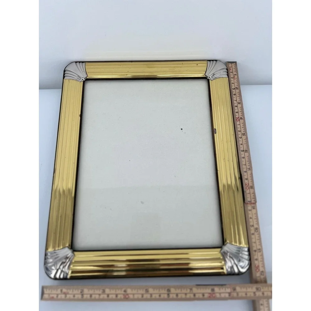 Vintage Photo Frame Mixed Metal Art Deco Gold Silver 8x10 Hollywood Regency Glam